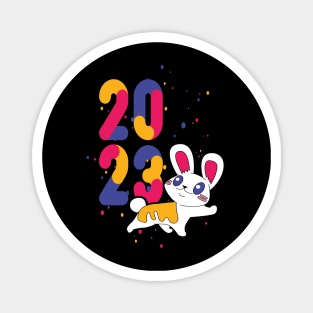 Funny New Years with a cute Rabbit Magnet